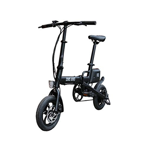 Vélos électriques : Wu's Vlo lectrique Pliant De 12 Pouces, Batterie Lithium-ION Amovible, Freins Disque Et lectromagntiques, cran LCD, 25KM / H, Autonomie De 30 40 Km, Black