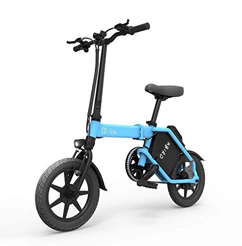 Vélos électriques : WXJWPZ Vélo électrique Pliant 14 Pouces Vélo électrique 48V20AH Batterie Au Lithium 300 W Conducteur De Roue Arrière Plier Vélo électrique City Ebike 20 Km / H, Blue