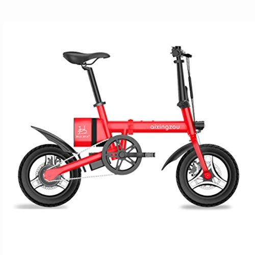 Vélos électriques : WXJWPZ Vélo électrique Pliant 16 Pouces en Alliage D'aluminium Vélo électrique Avant Et Arrière Double Lampe Ebike équitation Voyage Vélo électrique, Red