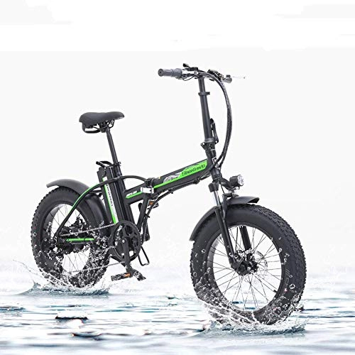 Vélos électriques : WY-CAR 20 Pouces E-Bike Électrique Pliant De Vélo, Fat Pneu Vélo Électrique Snow Ebike 500W 15AH Batterie Affichage LCD avec 7 Niveaux De Vitesse
