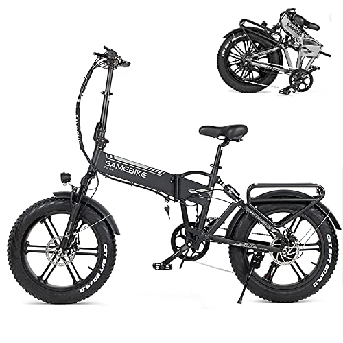 Vélos électriques : WZFANJIJ Vélo Électrique Pliant - Adultes Urbain Vitesse Réglable Électrique Bike avec 48V / 10Ah Batterie au Lithium Amovible et Moteur 500W, Black