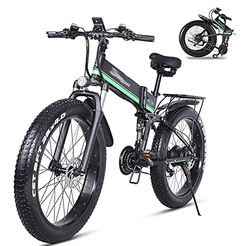 Vélos électriques : WZW MX01 Pliant Vélo Électrique pour Adultes - 26" 1000W 4.0 Gros Pneu Vélo électrique - 48V / 12.8Ah Amovible Lithium Batterie Montagne Bicyclette