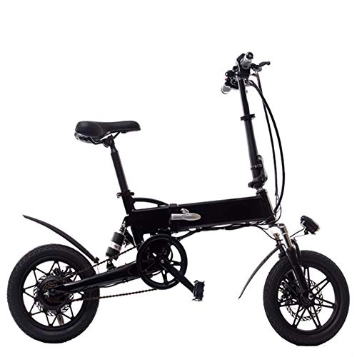 Vélos électriques : X&L Vélo électrique Pliant, 250W 36V 7.8Ah Batterie au Lithium Pliant 14' Mixte Adulte Vitesse de Pointe du vélo de Ville 25 km / h, Frein à Disque (Noir)