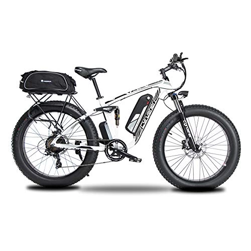 Vélos électriques : XF800 Vélo électrique pour homme 750 W 48 V 26 pouces VTT pour adulte neige VTC Pneu Grand Trois modes de conduite, Homme, blanc