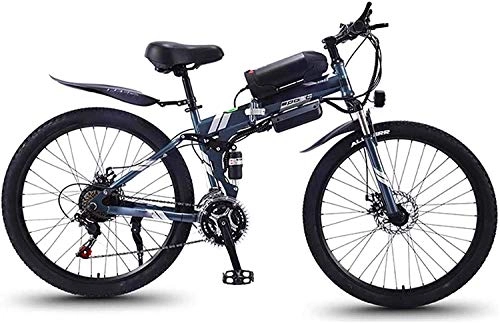 Vélos électriques : XINHUI Vélo de Neige électrique, vélo de Montagne 36v 10ah e vélo Pliable 26 Pouces élégant de 26 Pouces vélo Hybride Puissant à 21 vélos pour Une Performance Stable, Gris