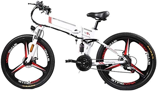 Vélos électriques : XINHUI Vélo de Neige électrique, Vélo de Montagne électrique Pliant Ebike 350W 48V Moteur, écran à LED Vélo électrique Vélo Tradi, Blanc