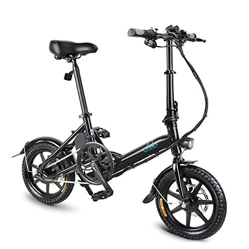 Vélos électriques : XUYIN Pliant Vlo lectrique 14 Pouces Adulte Extrieur Vlo lectrique Maximum lectrique quitation Assists 40-50Km Batterie Au Lithium 7.8Ah, Noir