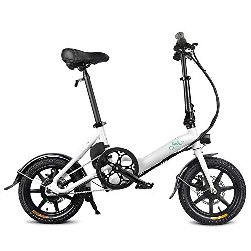 Vélos électriques : XUYIN Pliant Vélo Électrique 14 Pouces Adulte Extérieur Vélo Électrique Maximum Électrique Équitation Assistés 40-50Km Batterie Au Lithium 7.8Ah, Blanc