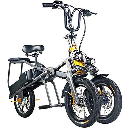 Vélos électriques : XWQXX Scooter électrique Se Pliant de Trois Roues, vélo électrique Se Pliant de Trois Roues, Black-OneSize