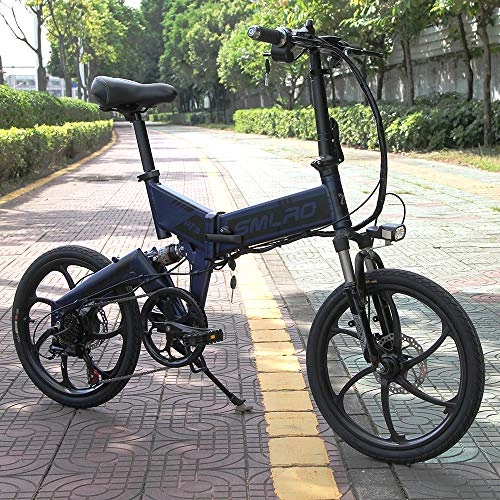 Vélos électriques : XXCY Vélo Électrique Pliant, Jusqu'à 30km / h, 20 Pouces Ultra-léger E-Bike, Batterie Lithium Rechargeable 350w / 48v, Pneu VTT Électrique (Bleu)