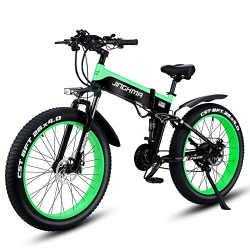 Vélos électriques : XXCY X26 1000w Vélo Hybride électrique 26 Pouces Fat Bike 48V 12.8ah Motoneige Pliant Ebike (Vert)