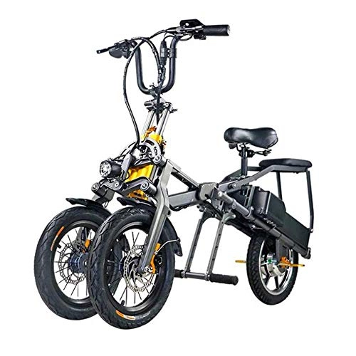 Vélos électriques : XYDDC Portable Pliant électrique à Trois Roues de vélos pour Adultes Loisirs Voyage Scooter - Matière en Alliage d'aluminium léger - Affichage Intelligent et Batterie au Lithium 10.4AH * 2