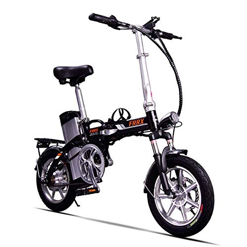 Vélos électriques : Y&XF Unisexe Mini vélos électriques 14"Mode Intelligent véhicule électronique 48V 16Ah Hybride Scooter électrique Pliable et Portable vélo électrique avec Freins à Disque, Black, 48V