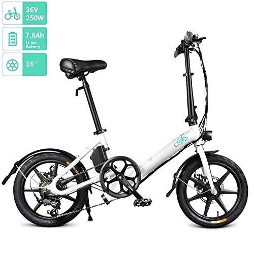 Vélos électriques : YANGMAN-L Pliant vélo électrique, 16 Pouces Pliable électrique vélo de Banlieue Ebike avec 36V 7.8Ah Batterie au Lithium, Blanc