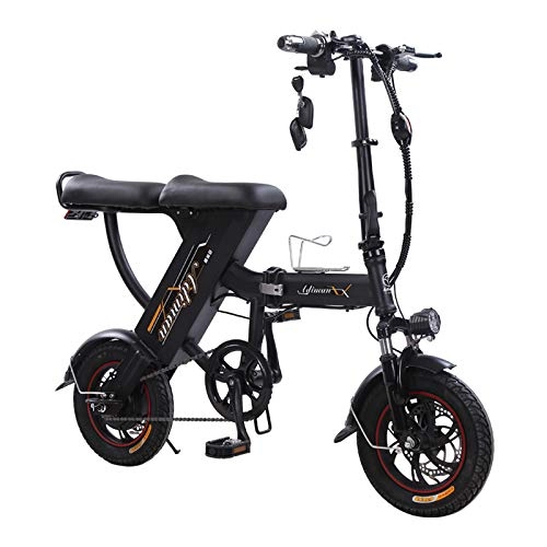 Vélos électriques : YDXH Vlo lectrique Batterie Au Lithium Voyage Vlo Pliant Double Hommes Et Femmes Conduite Adulte Batterie Mini Scooter 12 Pouces 250KG Portant Distance Contrle Anti-Vol, 48v25a / 100km