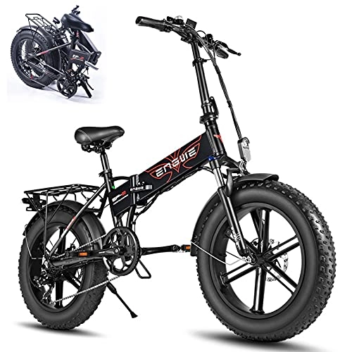 Vélos électriques : YI'HUI Vélo de Montagne électrique, vélos pliants électriques pour Adultes, vélo électrique de 20 Pouces avec Batterie au Lithium 48 V 12.8Ah, Noir