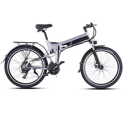 Vélos électriques : Ylight Vélo Électrique 500 W Électrique Vélo De Montagne 48V 12.8AH Batterie Au Lithium Vélo Électrique Plié Vélo Électrique, Gris