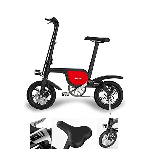 Vélos électriques : YPYJ Vélo Électrique Pliant Portatif avec Batterie Lithium-ION Amovible De 36V 6Ah, Ebike avec Moteur 250W, Rouge