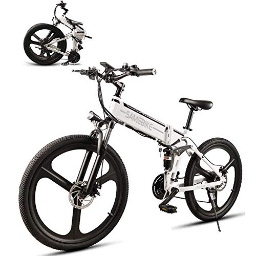 Vélos électriques : YRXWAN 26"vélo électrique 21 Vitesses 10AH 48V 350W vélo électrique VTT Moteur Pliable, Blanc, 350W