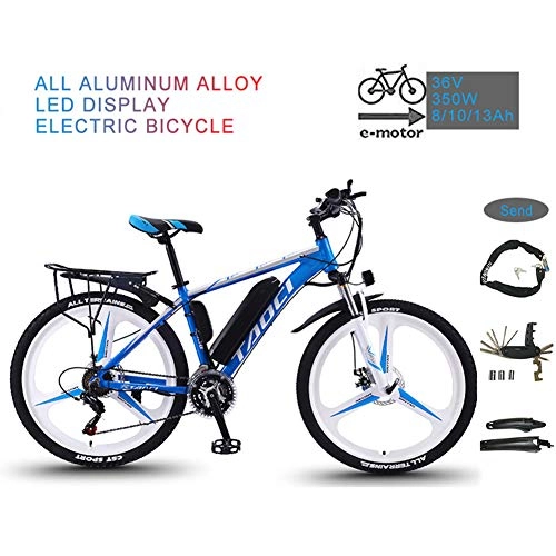 Vélos électriques : YRXWAN Vlo lectrique Pliable de vlo de Montagne de 26 '' pour Adultes 36V 350W 13AH Batterie au Lithium-ION Amovible E-Bike pour Le Cyclisme en Plein air, Bleu, 10AH65KM