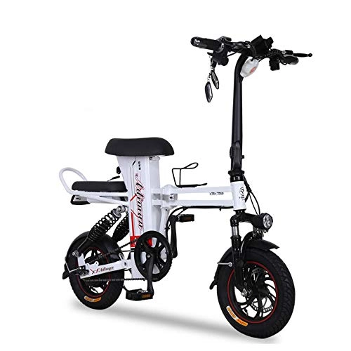 Vélos électriques : YuCar Vlo lectrique Pliant avec Batterie Lithium-ION Amovible de 48 V, 25 Ah, avec Moteur de 250 W et Support Shimano, 550 LB, White