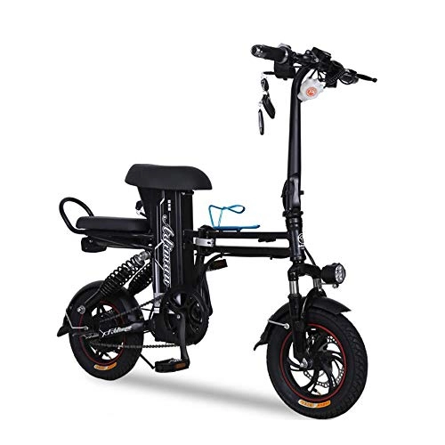 Vélos électriques : YuCar Vlo Pliant E-Bike Vlo lectrique Pliant de 12 Pouces Batterie lectrique au Lithium-ION 3 Vitesses 48V 11AH avec Moteur 250W (550Lbs), Black
