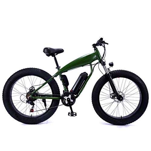 Vélos électriques : YUN&BO Vlo de Montagne lectrique, vlo lectrique Fat Tire de 26 Pouces 5 Vitesses avec Batterie au Lithium 36V 8AH, vlo Tout-Terrain lger pour Adolescents et Adultes, Vert