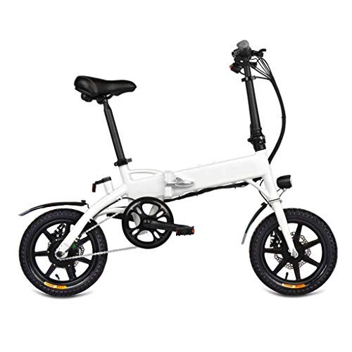 Vélos électriques : YUN&BO Vlo lectrique Pliant, vlo lectrique 16 Pouces 6 Vitesses, Batterie Li-ION 7, 8 Ah intgre, 3 Modes de Conduite, Alliage d'aluminium, Blanc