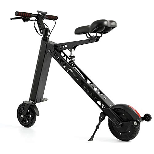 Vélos électriques : Z＆S Vélo électrique de 8 Pouces, Alliage d'aluminium de Moteur sans Balai 250W de Batterie de Batterie au Lithium Repliable, Black