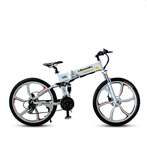 Vélos électriques : Z＆S Vélo électrique de Montagne Pliant de 26 Pouces, Batterie au Lithium de 36V 10, 4Ah, 240 W à Moteur à Roues arrière sans Balai, Moteur de Roue intégré Blanc et Noir