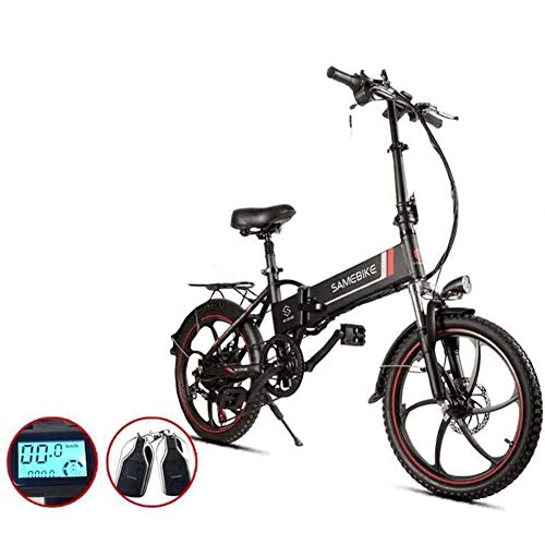 Vélos électriques : ZBB Vélos électriques Vélo pour Adultes Vitesse Pliable de 350 W jusqu'à 35 km / h avec Batterie Longue portée de 60 à 80 km Pneu de 180 cm Charge maximale de 180 kg avec éclairage Del du siège, Noir