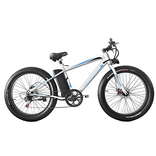 Vélos électriques : ZEARO VTT 26 Pouce Toute Suspension Blanc 27km / h Vélo Electrique E Bike Light Beige Plage Velo Becane Adulte