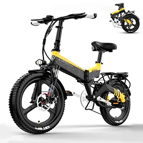 Vélos électriques : ZH Vélo Électrique Pliant Léger 20", VTT Électrique avec Moteur de 400W, Vélo de Montagne Électrique pour Adulte avec Batterie au Lithium Amovible 48V 10.4 / 12.8Ah