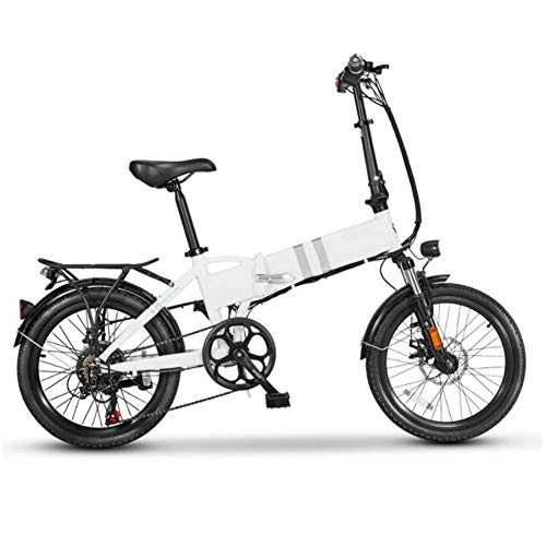 Vélos électriques : ZHIFENGLIU Vlo Pliant lectrique, 38V20 inch Voiture de Batterie Portable, la Vitesse maximale de la Bicyclette est 25 kmh, Blanc