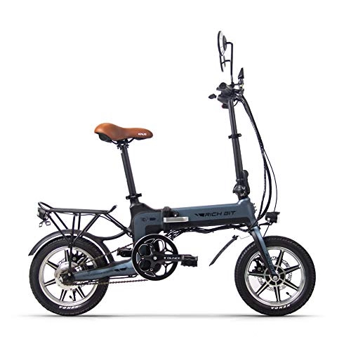 Vélos électriques : ZHXH [UE Direct] 36V 250W 10.2Ah 14 Pouces Pliant Vélo Électrique 30-35Km / H Vitesse Maximale Vélomoteur Électrique Blanc De Vélos, Gris