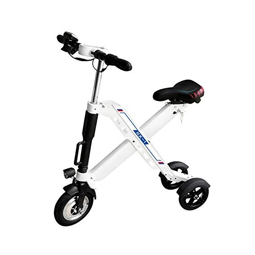 Vélos électriques : Zidao Tricycle Pliant E-Vélo, Mini Petit Vélo Électrique pour Les Hommes des Femmes Adultes Citypendeln Ultralight Vitesse Maximale De 25 Km par Heure, Blanc