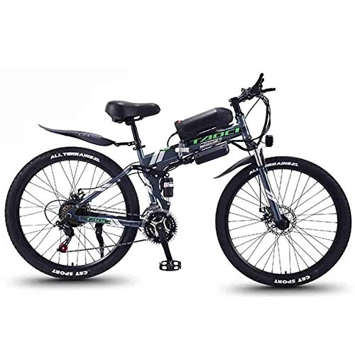 Vélos électriques : ZKLNB Adultes VTT Électriques, VTT Pliable Mâle Et Femelle, 360W 36V 8 / 10 / 13Ah VTT / Suburbains Vélos Électriques, Grande Batterie Au Lithium Vélos Électriques, Gris, 8Ah