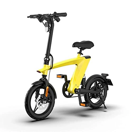 Vélos électriques : ZWHDS 250w Bicyclette électrique Batterie au Lithium de 10Ah à Deux Roues Pliant vélo électrique Moto électrique (Color : Yellow)