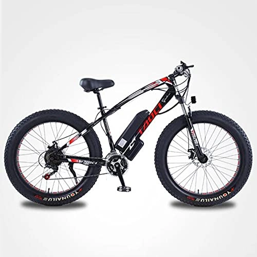 Vélos électriques : ZWHDS Vélo de vélo de Neige électrique de 26 Pouces à 21 Vitesses E-Bike Beach Beach Montagne Vélo électrique (Color : Black)