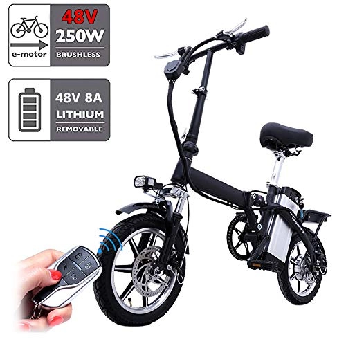 Vélos électriques : ZXC0226 Vélo électrique, Pliable Pliable en Aluminium léger E-Bike 48V 8AH Batterie Lithium-ION, Port de Charge USB et Affichage LED, 250W brushless et Recharge kilométrage 40 km, Noir