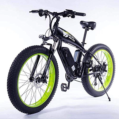 Vélos électriques : ZXL 26 Pouces Gros Pneu 350W Vélo Électrique Vtt Beach Cruiser, Batterie Au Lithium-Ion Amovible 48V 10Ah-Rouge, Vert
