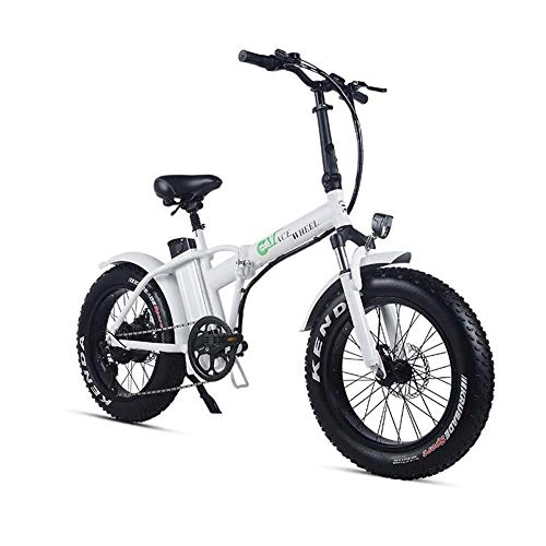 Vélos électriques : ZXL Vlo lectrique Pliant 500W 48V 15Ah 20 '* 4.0 Fat Tire E-Bike Lcd Display Avec 5 Niveaux Pas de Vitesse (26 Pouces Vert), Blanc