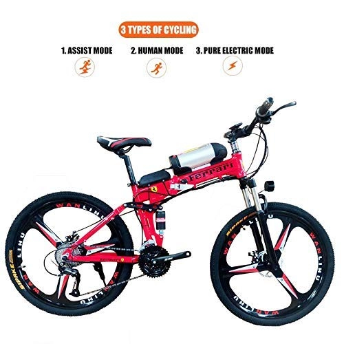 Vélos électriques : ZXL Vlos lectriques Pour Adultes, Vlo En Alliage D'Aluminium 360W Amovible 36V / 8Ah Batterie Au Lithium-Ion Vtt / Trajet Domicile-Travail Ebike, Noir, Rouge