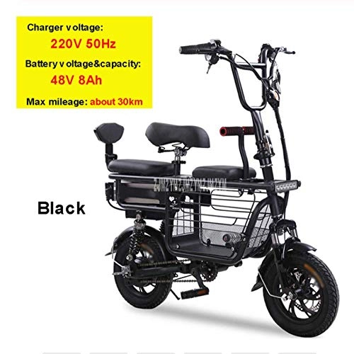 Vélos électriques : ZXM Vélo électrique Pliant 3 Places, Mini vélo Pneu 12 Pouces avec siège Enfant 350W 48V e-Bike avec étui de Rangement vélo Pliable pour Adulte