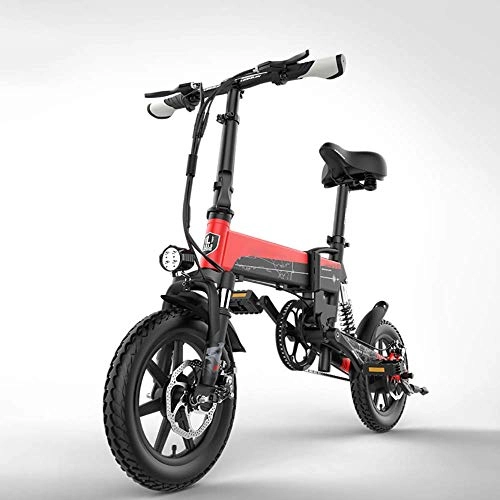 Vélos électriques : ZXWNB Vélo Électrique Pliant Transport Assisté Petite Batterie Au Lithium Vélo Électrique Hommes Et Femmes Adultes Conduisant Une Batterie De Voiture Vélo Électrique De 14 Pouces, Rouge, A