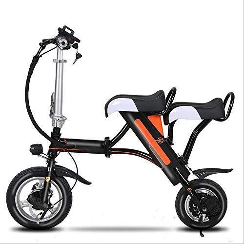 Vélos électriques : ZXWNB Vélos Électriques pour Hommes Et Femmes, Vélos De Ville Pliants Légers De 12 Pouces, Vélos Électriques Faciles À Plier Et À Transporter Rapidement, Noir, A