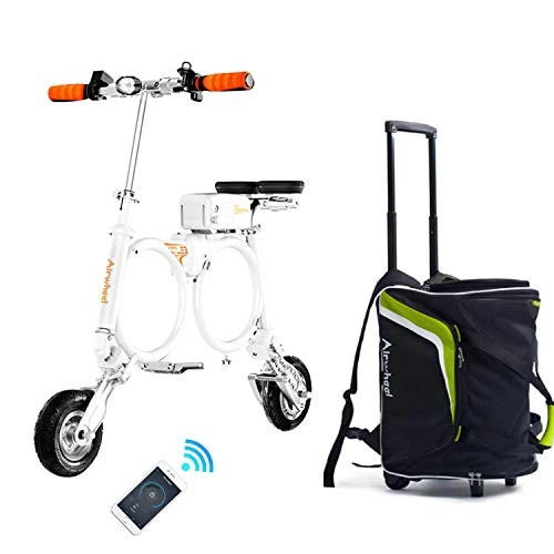 Vélos électriques : ZYT Pliage 8 Pouces  Vélo électrique avec Sac de Transport, Max Vitesses 25-35KM / H, Vélo Électrique Léger avec ciblage par Application, Trou de Chargement USB, pour Femme   Hommes, Blanc