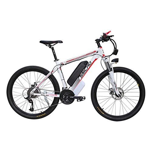 Vélos électriques : ZZQ Électrique VTT 350 / 500W 26 '' vélo électrique avec Amovible 48V Lithium-ION 21 Vitesse Shifter, Whitered