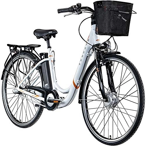 Vélos électriques : ZÜNDAPP E Vélo électrique pour femme 700c Pedelec Z510 Vélo électrique 28" (blanc / orange, 48 cm)