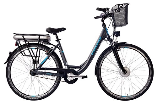 Vélos électriques : ZÜNDAPP Vélo électrique pour femme en aluminium, avec moyeu Shimano 7 vitesses, vélo de ville Pedelec léger avec panier à vélo, 250 W et 13 Ah, batterie lithium-ion 36 V, vert 3.5